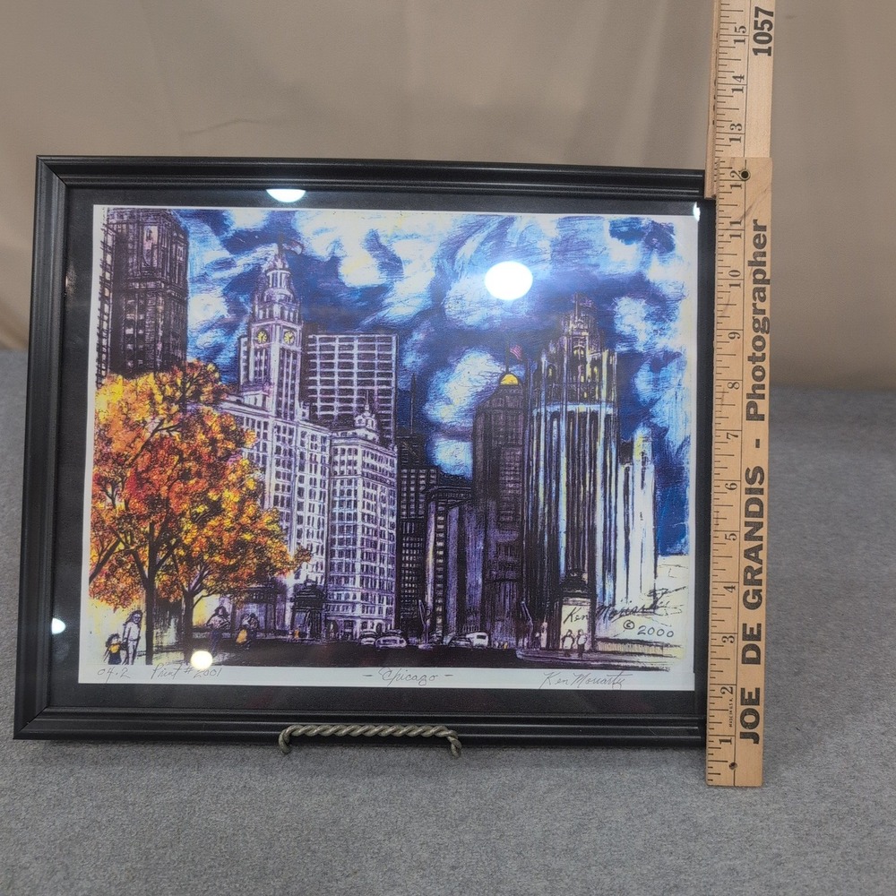 Ken Moriarty Signed Chicago Cityscape Limited Edition Print #2001 Framed Art - Picture 7 of 8